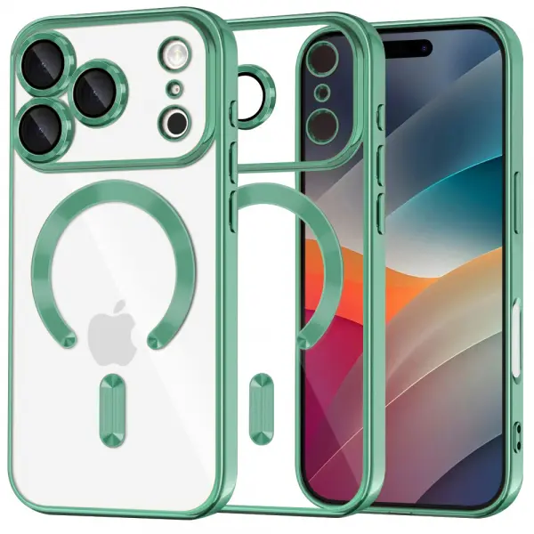 Husa MagSafe pentru Apple iPhone 17 Pro, Techsuit, Luxury Crystal, Verde Deschis