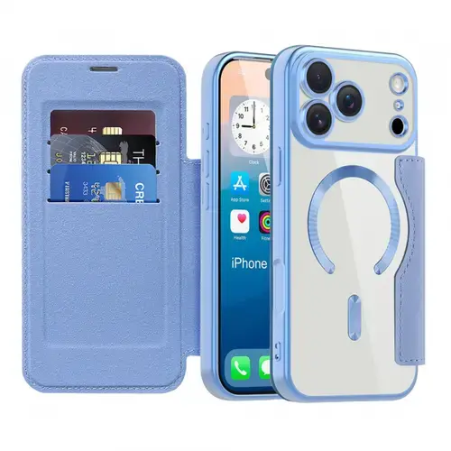 Husa MagSafe pentru Apple iPhone 17 Pro Techsuit SmartMag Book (Albastru)