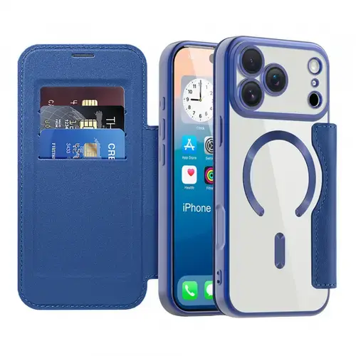 Husa MagSafe pentru Apple iPhone 17 Pro Techsuit SmartMag Book (Albastru)