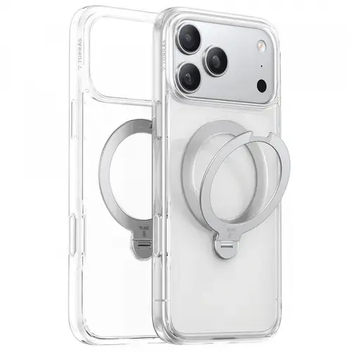 Husa MagSafe pentru Apple iPhone 17 Pro Torras Ostand Spin (Transparent)