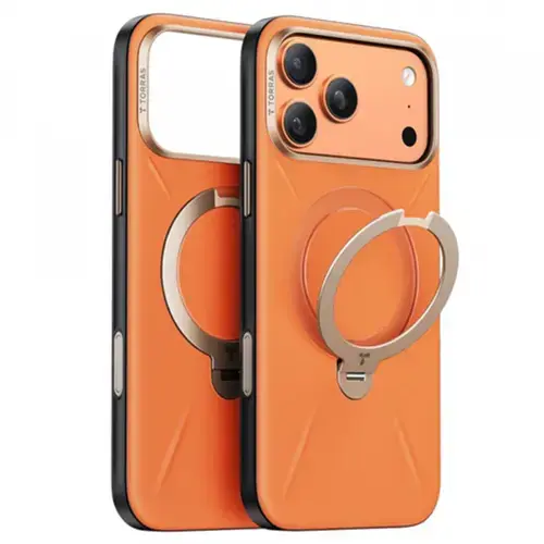 Husa MagSafe pentru Apple iPhone 17 Pro, Torras, QPRO Leather, Portocalie