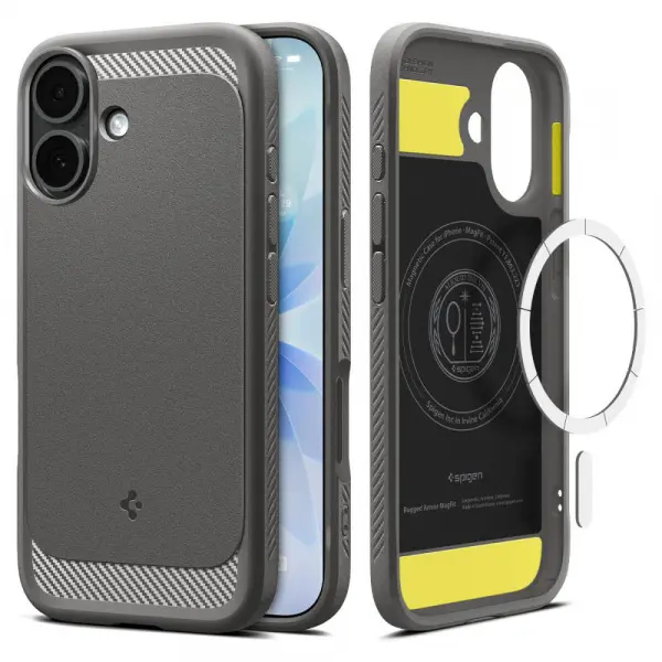 Husa MagSafe pentru Apple iPhone 17, Spigen, Rugged Armor, Gri ACS10368