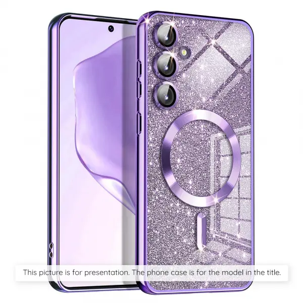Husa MagSafe pentru Apple iPhone 17, Techsuit, Luxury Glitter, Mov Deschis