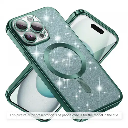 Husa MagSafe pentru Apple iPhone 17, Techsuit, Luxury Glitter, Verde Deschis