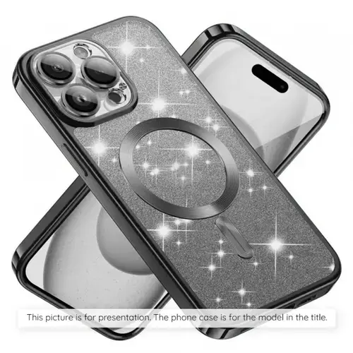 Husa MagSafe pentru Apple iPhone 17, Techsuit, Luxury Glitter, Neagra