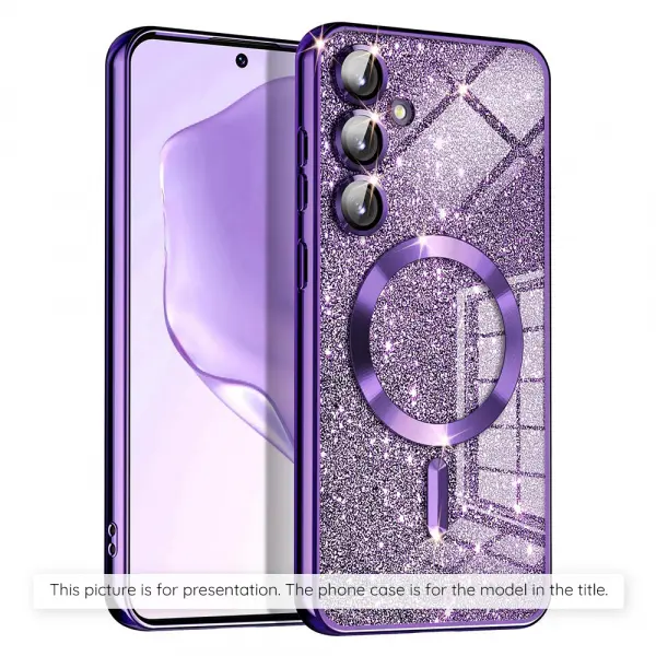 Husa MagSafe pentru Apple iPhone 17, Techsuit, Luxury Glitter, Mov Inchis