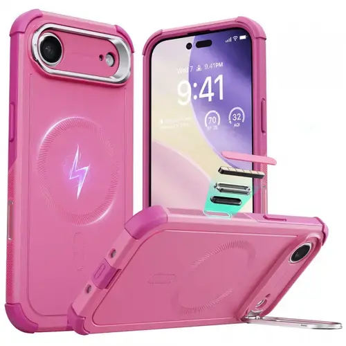 Husa MagSafe pentru Apple iPhone Air, ESR, Cyber Armor Kickstand, Roz