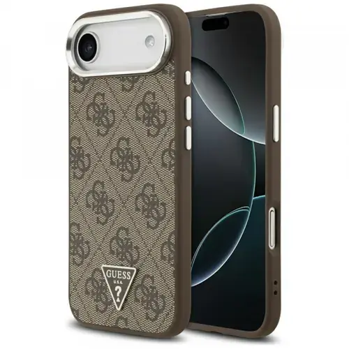 Husa MagSafe pentru Apple iPhone Air, Guess, 4G Triangle Logo, Maro Argintie
