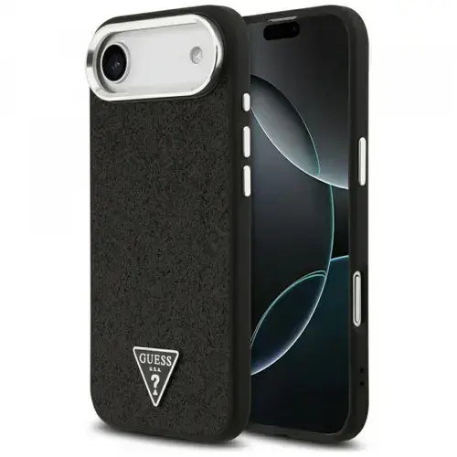 Husa MagSafe pentru Apple iPhone Air, Guess, Glitter Triangle Logo, Neagra