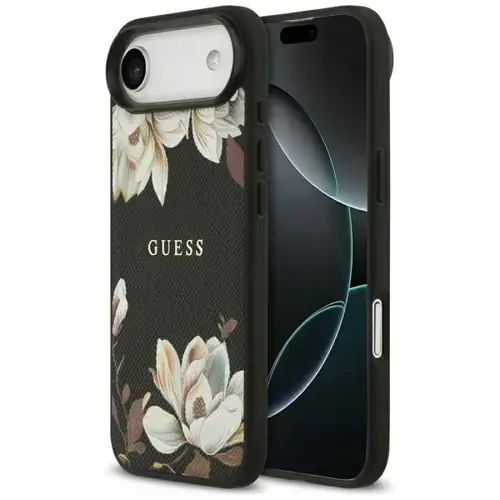Husa MagSafe pentru Apple iPhone Air, Guess, Grained Flowers, Neagra