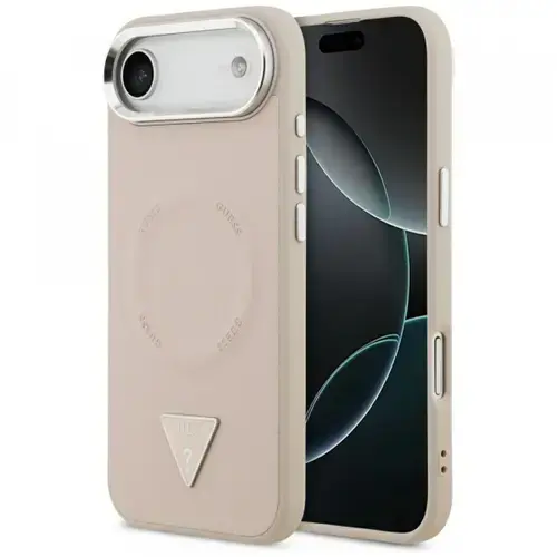 Husa MagSafe pentru Apple iPhone Air, Guess, Triangle Logo, Roz Argintie