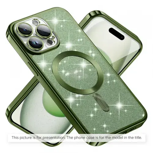 Husa MagSafe pentru Apple iPhone Air, Techsuit, Luxury Glitter, Verde Inchis