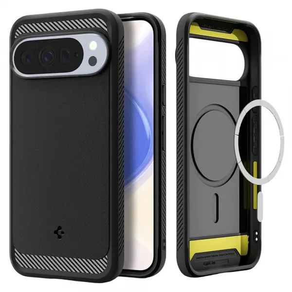 Husa MagSafe pentru Google Pixel 10 Pro XL, Spigen, Rugged Armor, Neagra Mata ACS09721