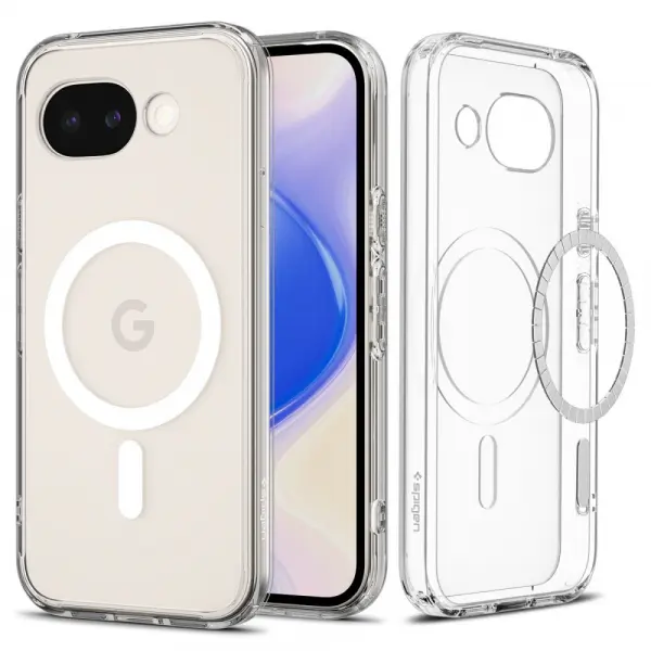 Husa MagSafe pentru Google Pixel 10a, Spigen, Ultra Hybrid, Transparenta Alba ACS11276