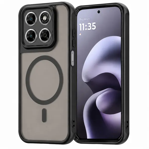 Husa MagSafe pentru Motorola Moto G87 / G77 / G67, Techsuit, HaloFrost II, Neagra