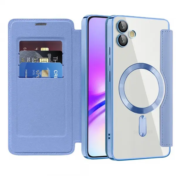 Husa MagSafe pentru Samsung Galaxy A05 A055, Techsuit, SmartMag Book, Bleu