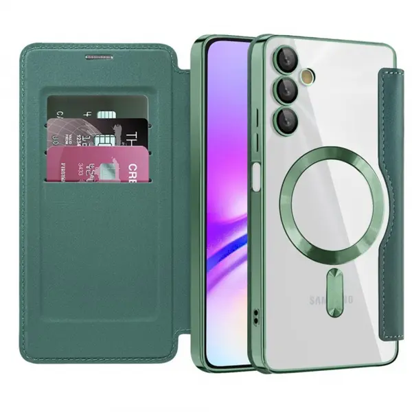 Husa MagSafe pentru Samsung Galaxy A05s A057, Techsuit, SmartMag Book, Verde