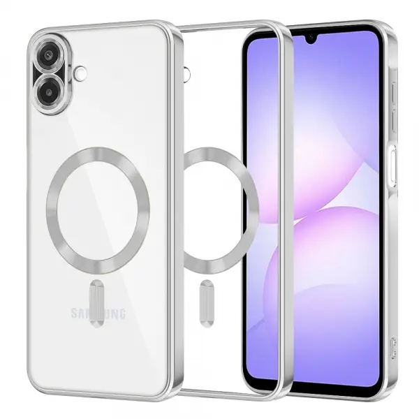 Husa MagSafe pentru Samsung Galaxy A07 4G A075, Techsuit, Luxury Crystal, Argintie