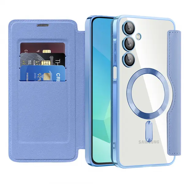 Husa MagSafe pentru Samsung Galaxy A16 5G A166 / A16 4G A165, Techsuit, SmartMag Book, Bleu