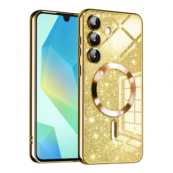 Husa MagSafe pentru Samsung Galaxy A16 5G A166 / A16 4G A165, Techsuit, Luxury Glitter, Aurie