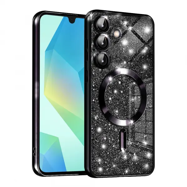 Husa MagSafe pentru Samsung Galaxy A16 5G A166 / A16 4G A165, Techsuit, Luxury Glitter, Neagra