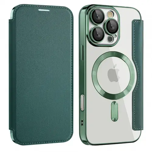 Husa MagSafe pentru Samsung Galaxy A17 5G, Techsuit, SmartMag Book, Verde