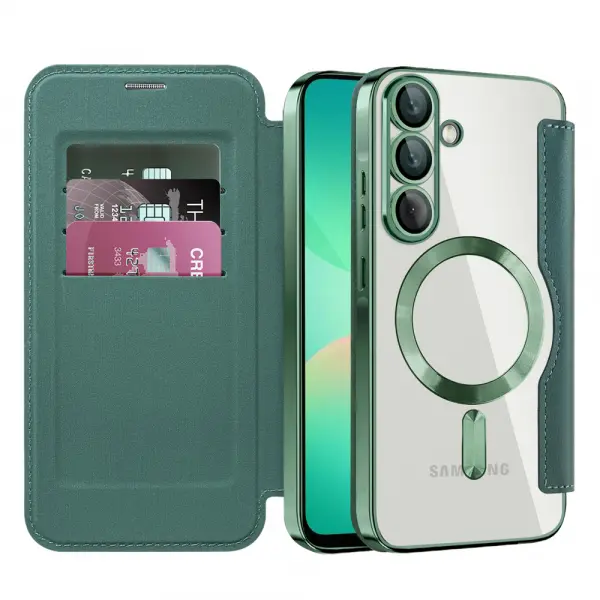 Husa MagSafe pentru Samsung Galaxy A26 A266, Techsuit, SmartMag Book, Verde