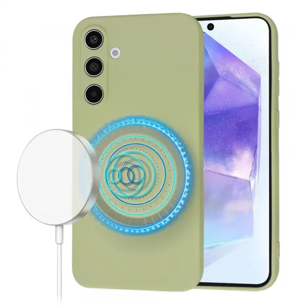 Husa MagSafe pentru Samsung Galaxy A55 5G A556, Techsuit, SoftFlex, Matcha