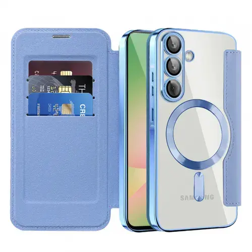 Husa MagSafe pentru Samsung Galaxy A56 A566, Techsuit, SmartMag Book, Bleu