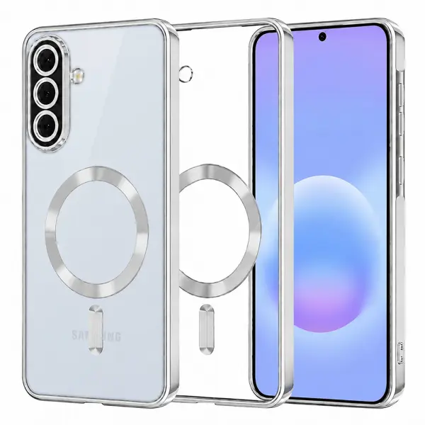 Husa MagSafe pentru Samsung Galaxy A57 5G, Techsuit, Luxury Crystal, Argintie