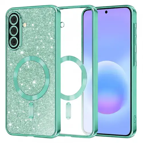 Husa MagSafe pentru Samsung Galaxy A57 5G, Techsuit, Luxury Glitter, Verde Deschis