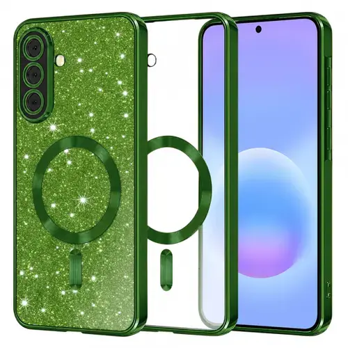 Husa MagSafe pentru Samsung Galaxy A57 5G, Techsuit, Luxury Glitter, Verde Inchis