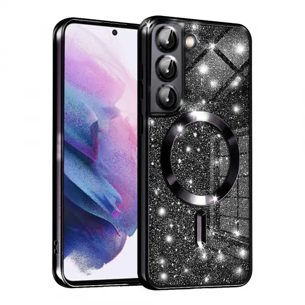 Husa MagSafe pentru Samsung Galaxy S22 5G S901, Techsuit, Luxury Glitter, Neagra