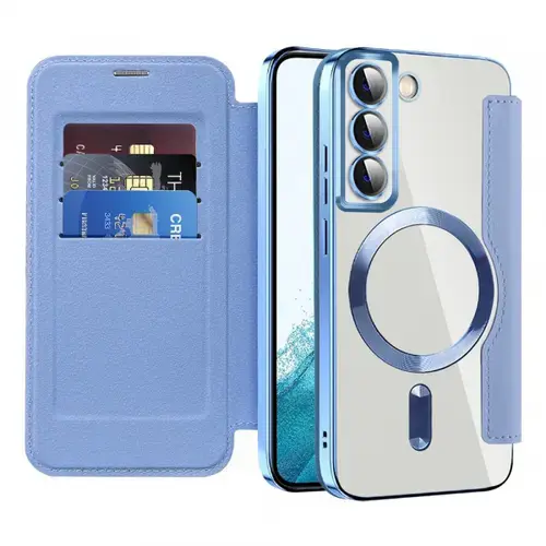 Husa MagSafe pentru Samsung Galaxy S22 5G S901 Techsuit SmartMag Book (Albastru)