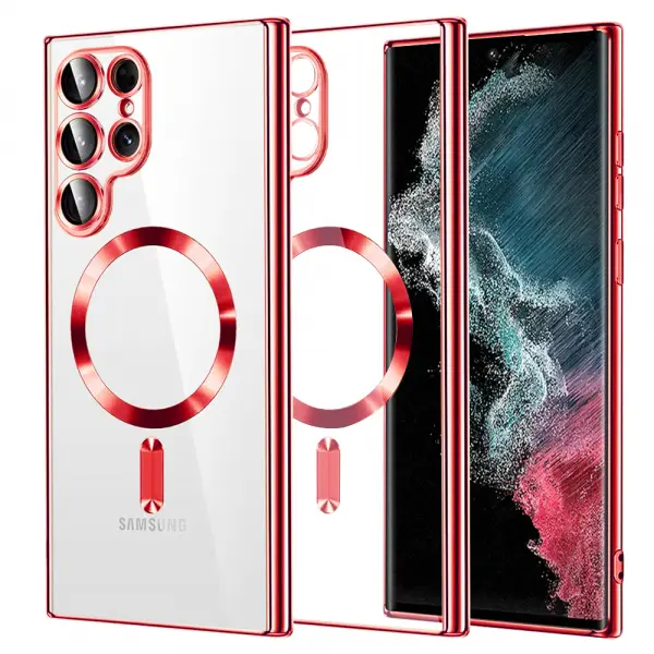 Husa MagSafe pentru Samsung Galaxy S22 Ultra 5G S908, Techsuit, Luxury Crystal, Rosie