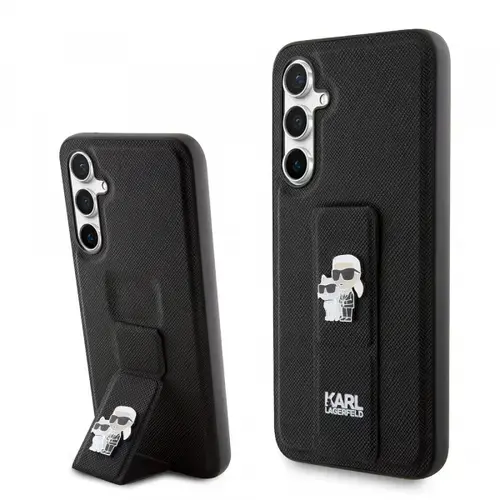 Husa MagSafe pentru Samsung Galaxy S23 FE S711, Karl Lagerfeld, Saffiano Gripstand Karl & Choupette, Neagra