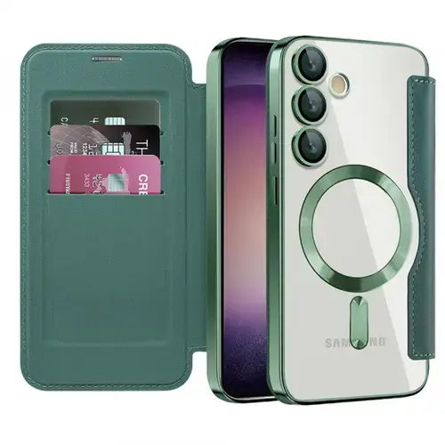 Husa MagSafe pentru Samsung Galaxy S23 S911 Techsuit SmartMag Book (Verde)