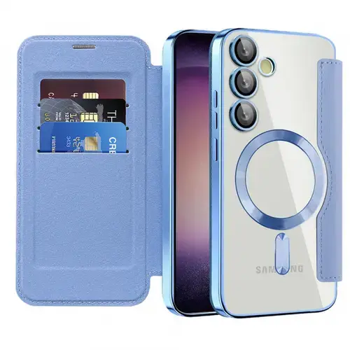 Husa MagSafe pentru Samsung Galaxy S23 S911 Techsuit SmartMag Book (Albastru)