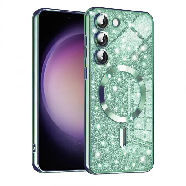 Husa MagSafe pentru Samsung Galaxy S23+ S916, Techsuit, Luxury Glitter, Verde Deschis