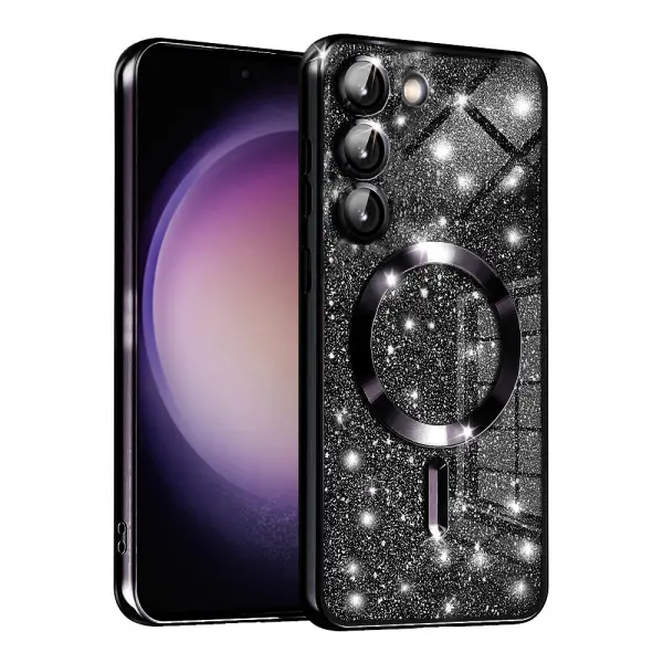 Husa MagSafe pentru Samsung Galaxy S23+ S916, Techsuit, Luxury Glitter, Neagra