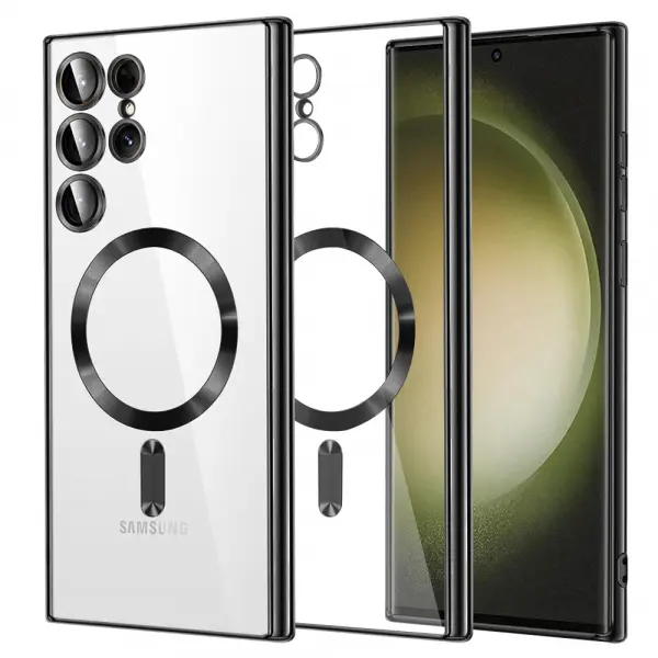 Husa MagSafe pentru Samsung Galaxy S23 Ultra S918, Techsuit, Luxury Crystal, Neagra