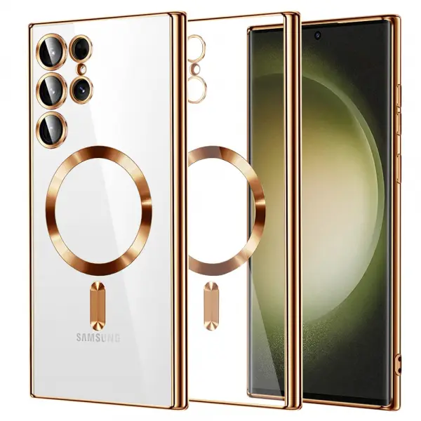 Husa MagSafe pentru Samsung Galaxy S23 Ultra S918, Techsuit, Luxury Crystal, Aurie