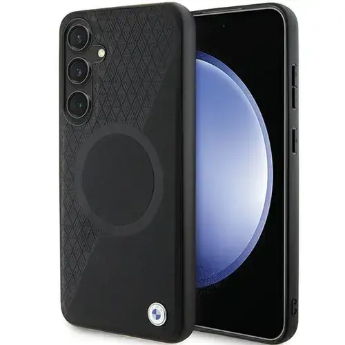 Husa MagSafe pentru Samsung Galaxy S24+ S926, BMW, Signature Half Textured & Circle, Neagra