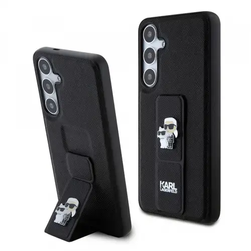 Husa MagSafe pentru Samsung Galaxy S24+ S926, Karl Lagerfeld, Saffiano Gripstand Karl & Choupette, Neagra