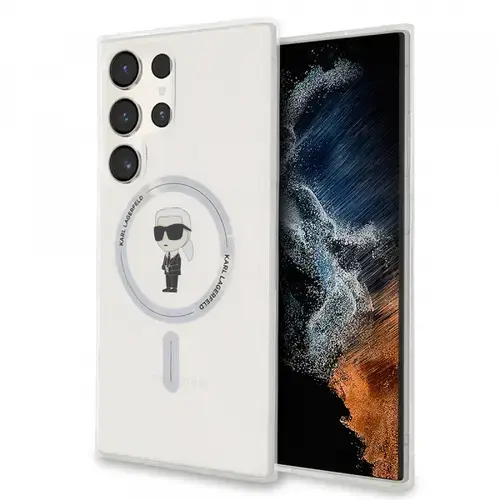 Husa MagSafe pentru Samsung Galaxy S24 Ultra S928, Karl Lagerfeld, IML Ikonik Karl, Transparenta