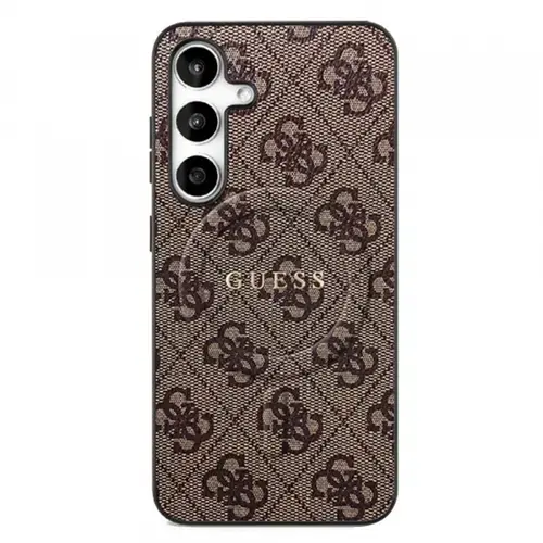 Husa MagSafe pentru Samsung Galaxy S25 FE, Guess, 4G Ring Classic Logo, Maro