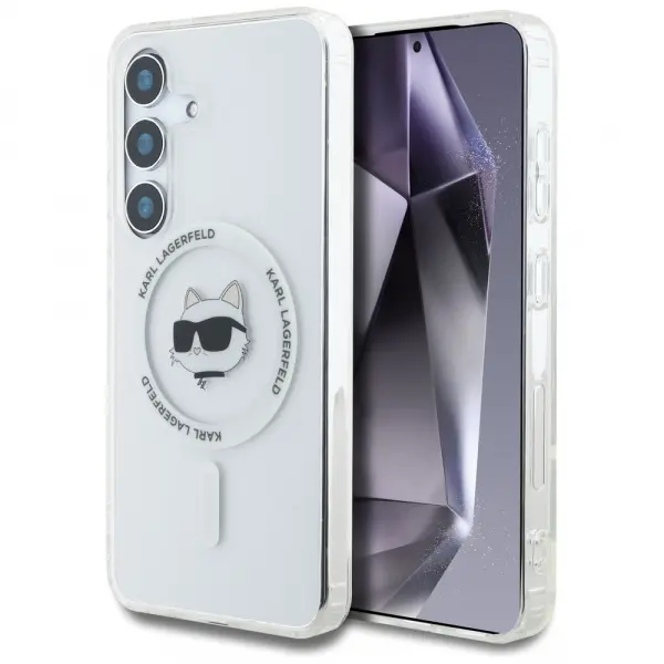 Husa MagSafe pentru Samsung Galaxy S25 S931, Karl Lagerfeld, IML Choupette's Head, Alba