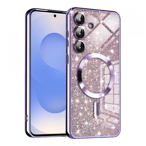 Husa MagSafe pentru Samsung Galaxy S25 S931, Techsuit, Luxury Glitter, Mov Deschis