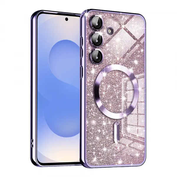 Husa MagSafe pentru Samsung Galaxy S25 S931, Techsuit, Luxury Glitter, Mov Deschis