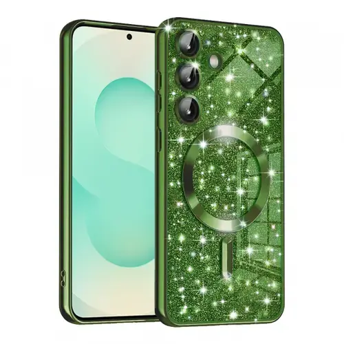 Husa MagSafe pentru Samsung Galaxy S25+ S936, Techsuit, Luxury Glitter, Verde Inchis